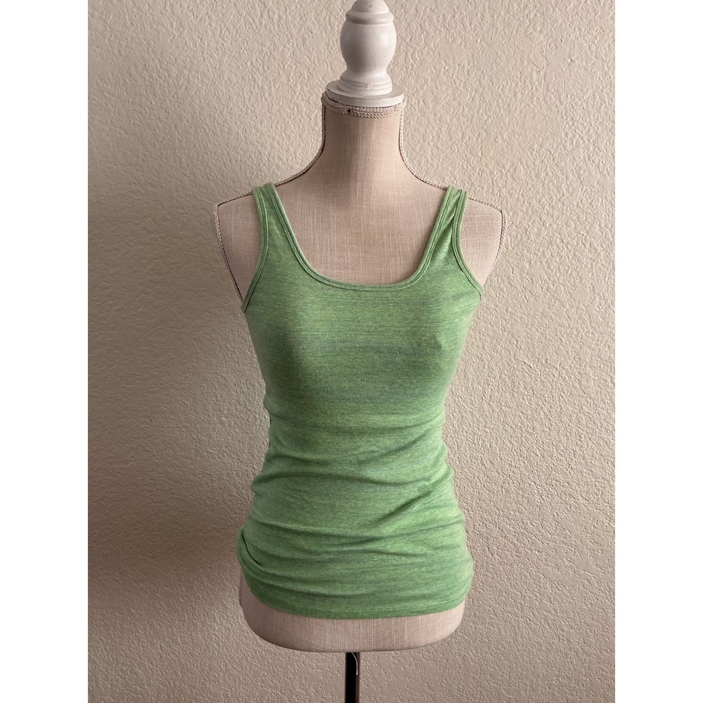 Merona Tank Top Medium Green Space Dye Heathered Scoop Neck Sleeveless